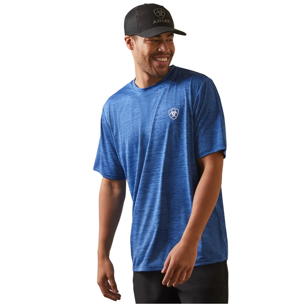 10043764 Men's Ariat Charger Shield Short Sleeve Tee - Monaco Blue