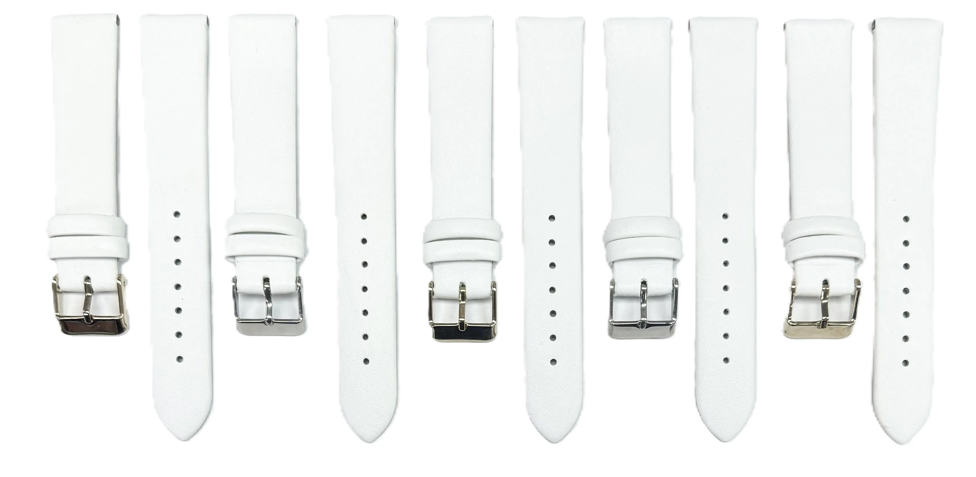12 to 26mm Italian Genuine Leather Plain Classic White Watch Band with No Stitching