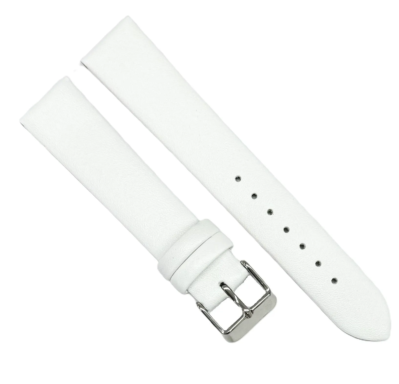 12 to 26mm Italian Genuine Leather Plain Classic White Watch Band with No Stitching