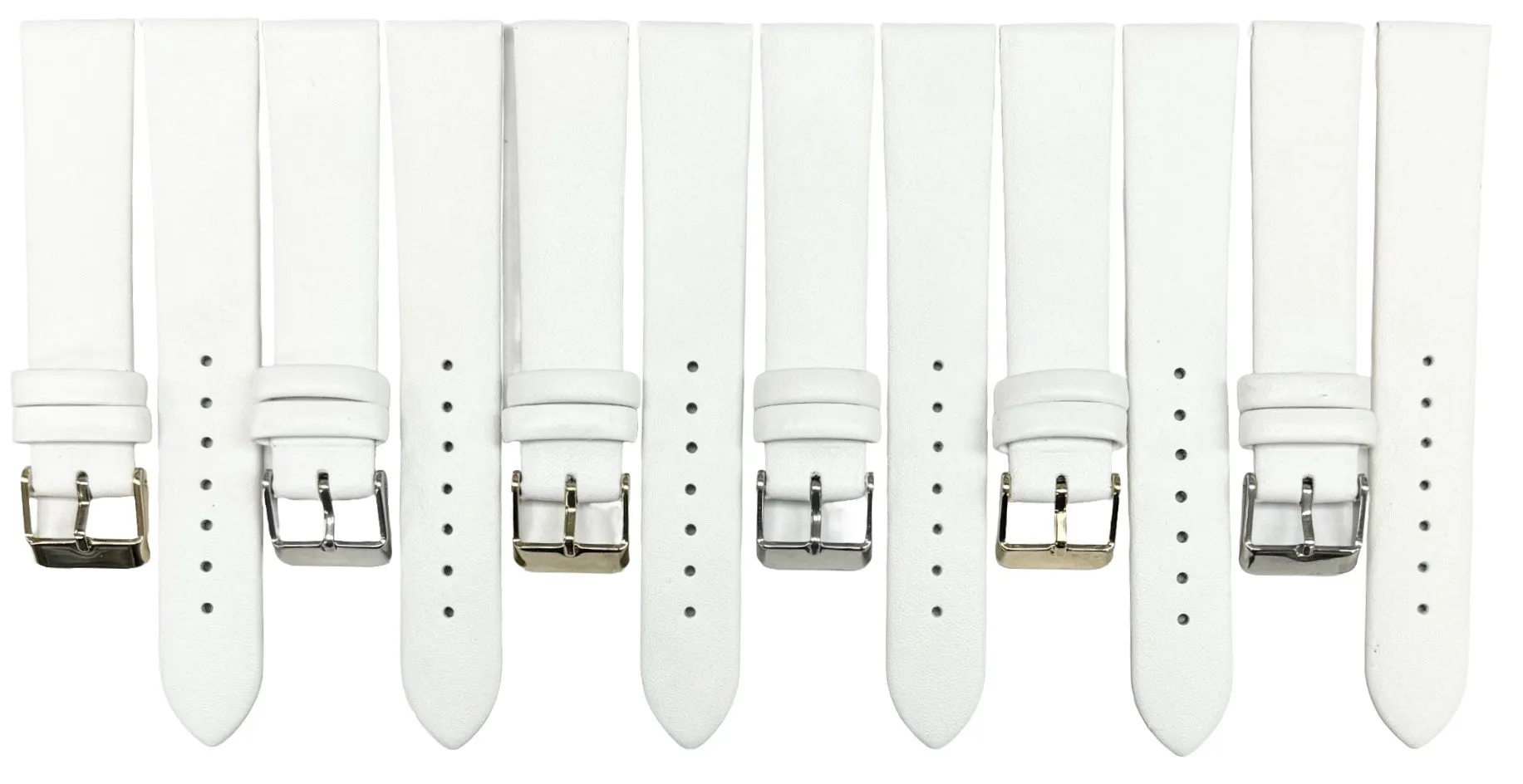 12 to 26mm Italian Genuine Leather Plain Classic White Watch Band with No Stitching