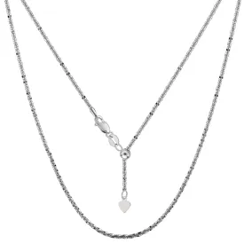 14k White Gold Adjustable Sparkle Chain Necklace, 1.5mm, 22"