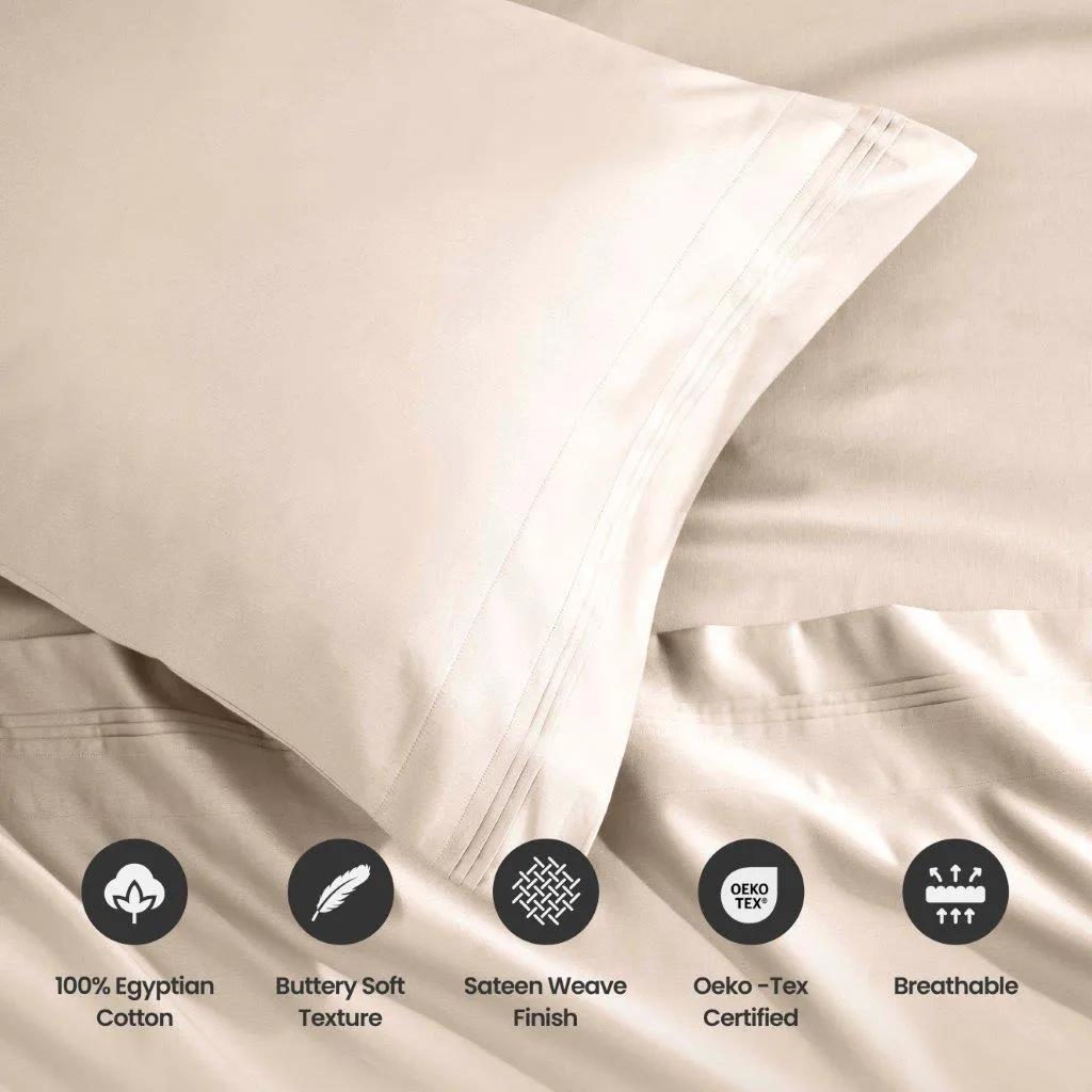 1500 Thread Count Egyptian Cotton 2 Piece Solid Pillowcase Set