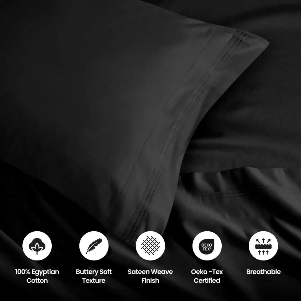 1500 Thread Count Egyptian Cotton 2 Piece Solid Pillowcase Set