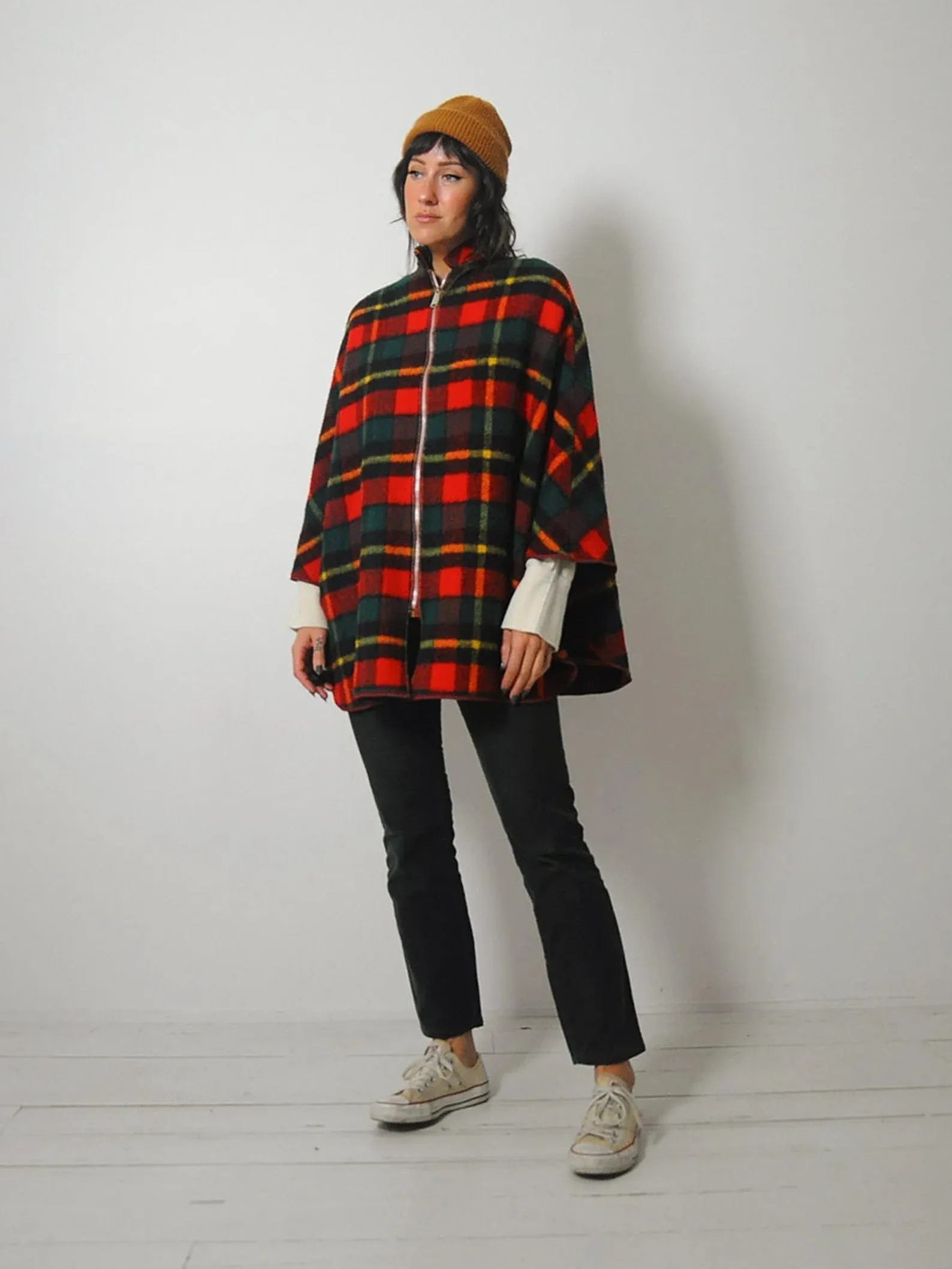 1960's Tartan Wool Plaid Cape