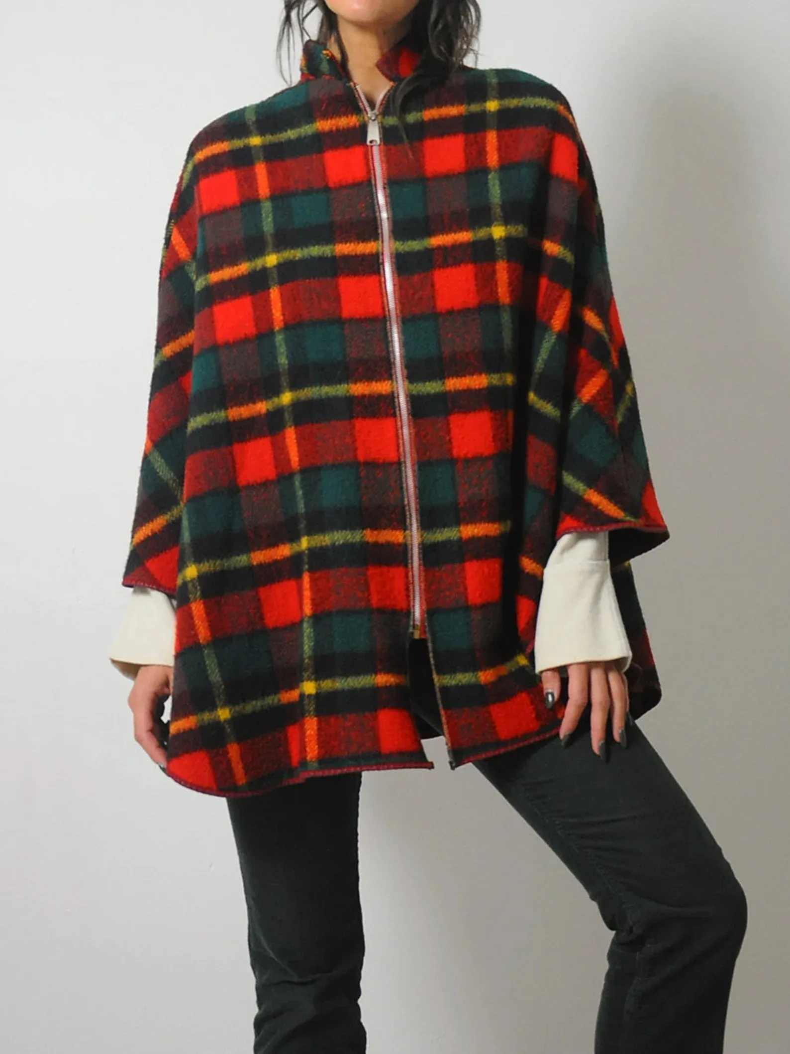 1960's Tartan Wool Plaid Cape