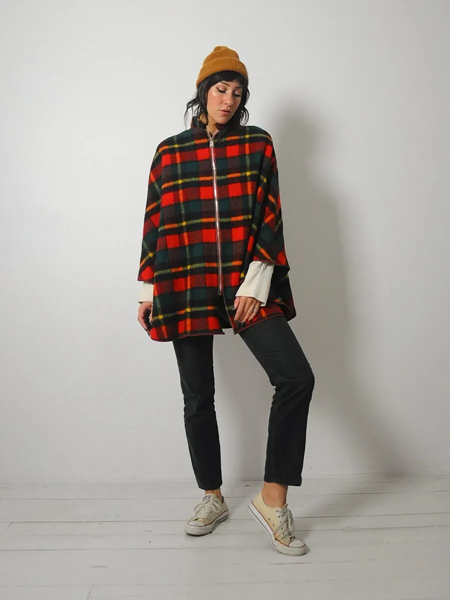 1960's Tartan Wool Plaid Cape