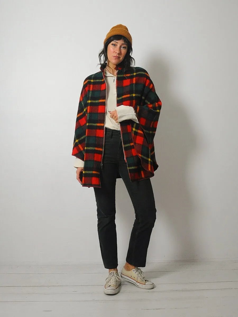 1960's Tartan Wool Plaid Cape