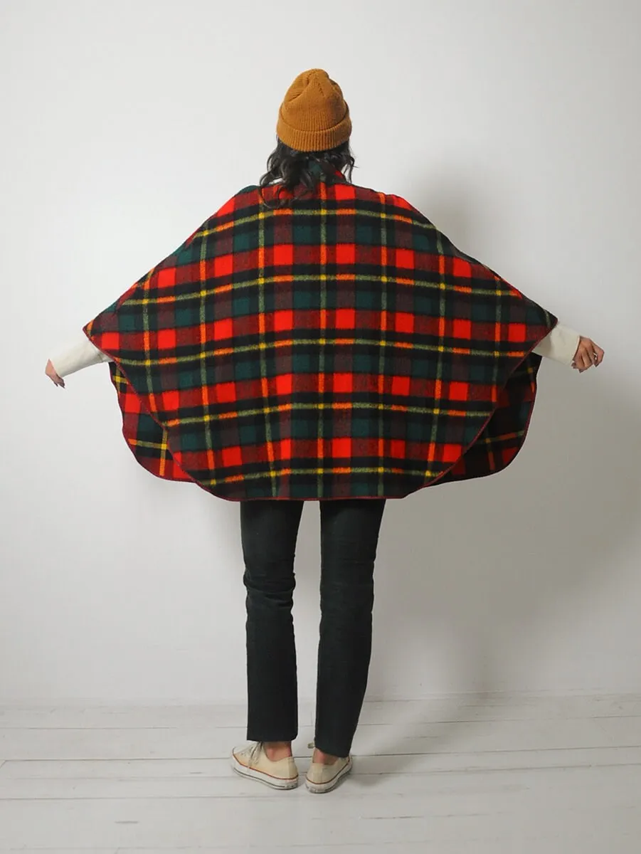 1960's Tartan Wool Plaid Cape