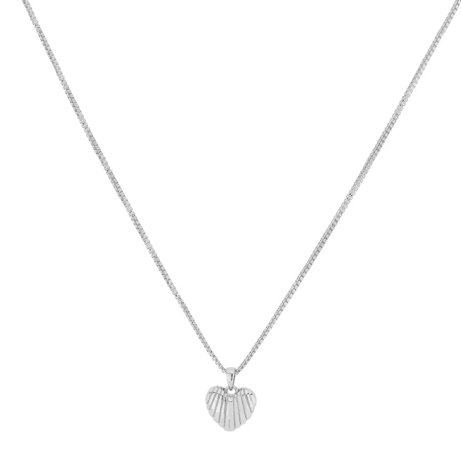 24Kae Shell Heart Necklace, Silver
