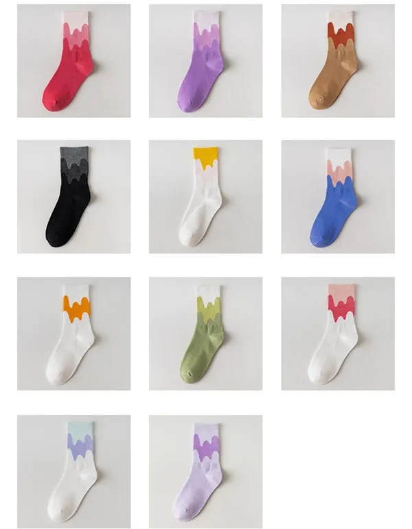 3 Pairs Rainbow Color Cotton Socks