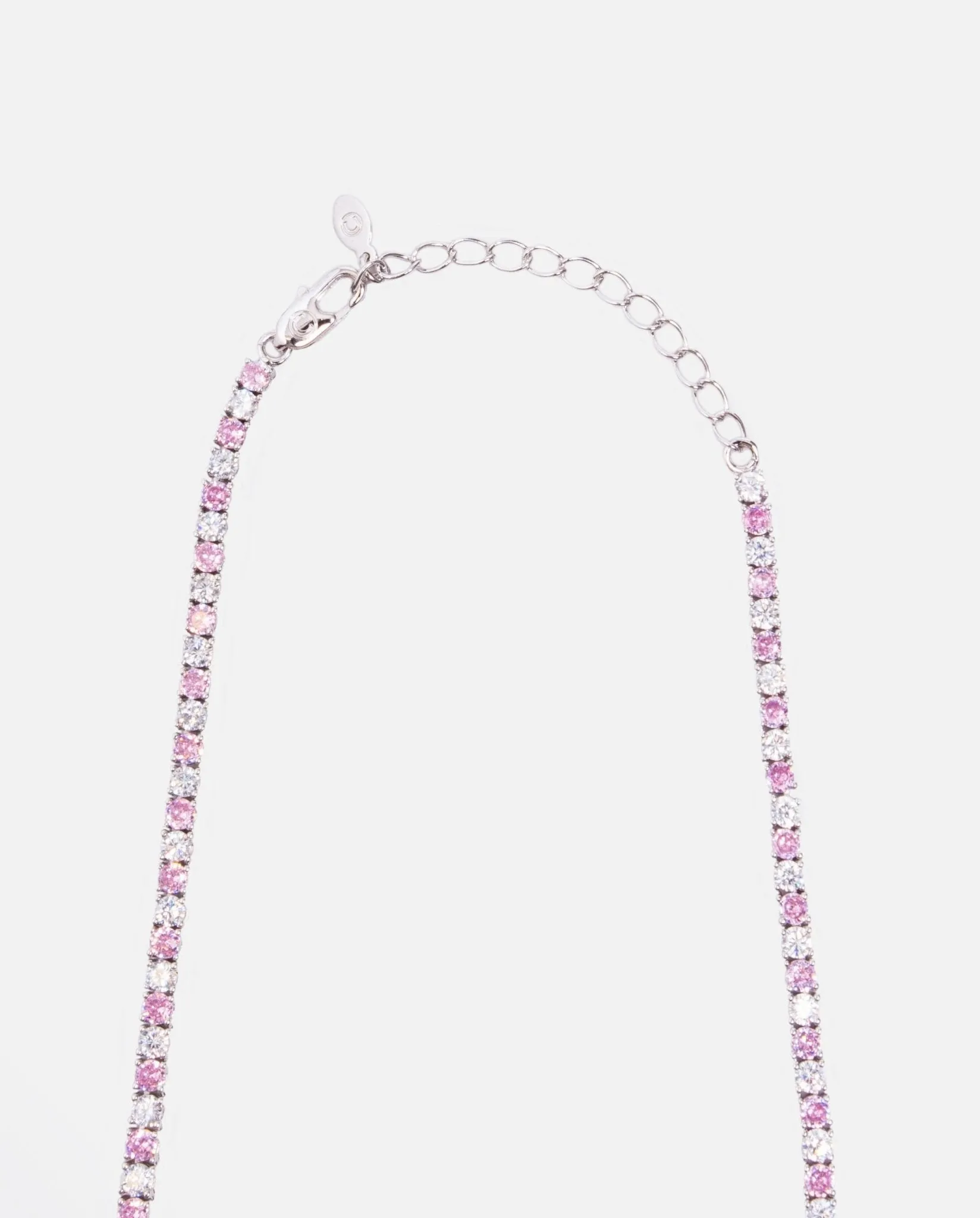 3mm Tennis Necklace - Pink & White