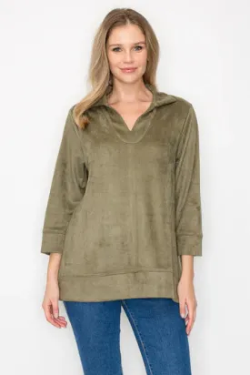 Addison Suede Top | Olive