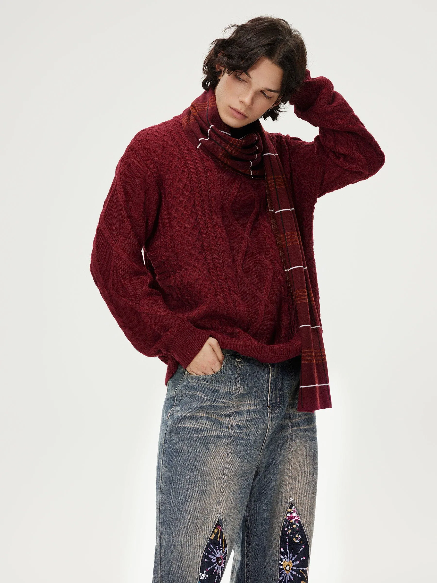 Aelfric Eden Retro 90s Burgundy Red Sweater