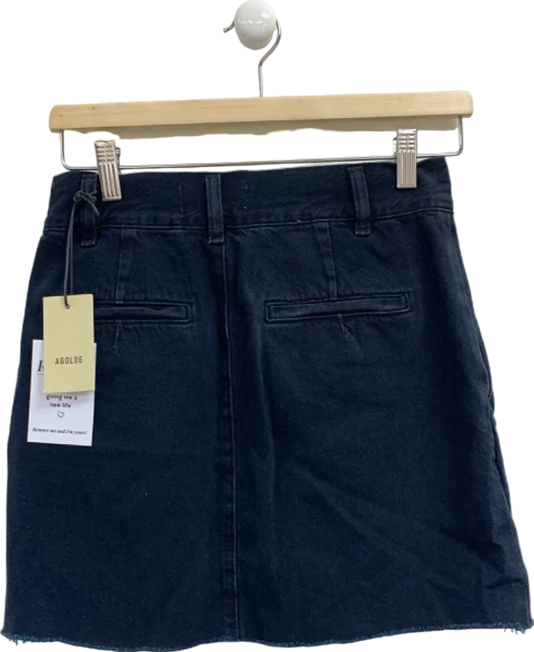 Agolde Black Becker Denim Skirt Crushed W24