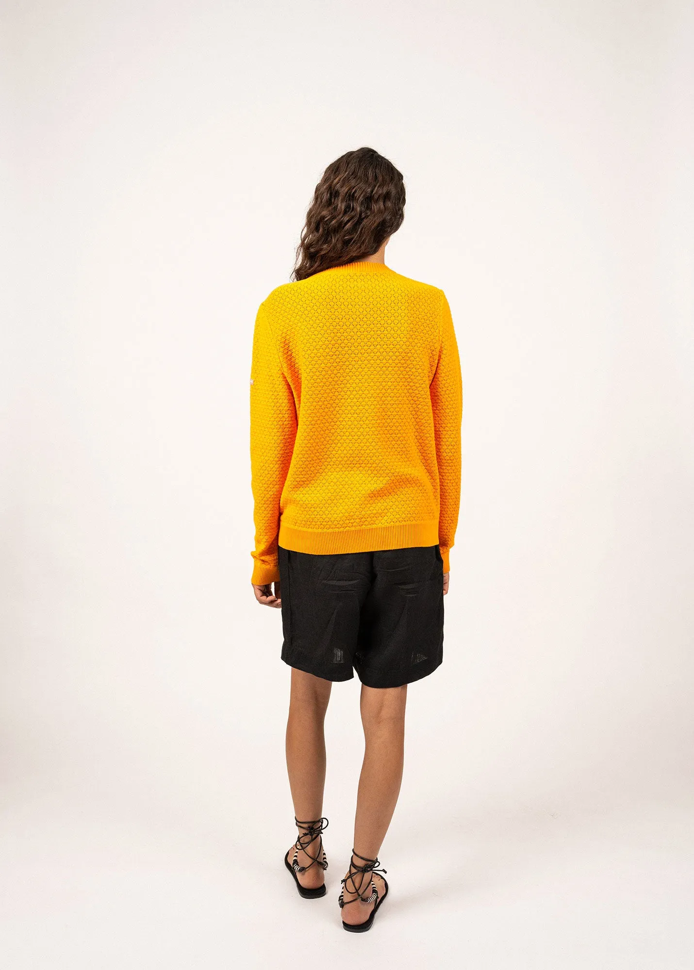 ALICANTE - Knit Cotton Cardigan (TANGERINE)