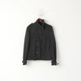 Allsaints Men M (S) Jacket Gray Wool Double Breasted Classic Pea Coat Top
