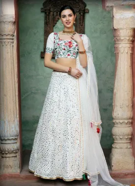 Alluring Georgette Material White Color Lehenga Choli