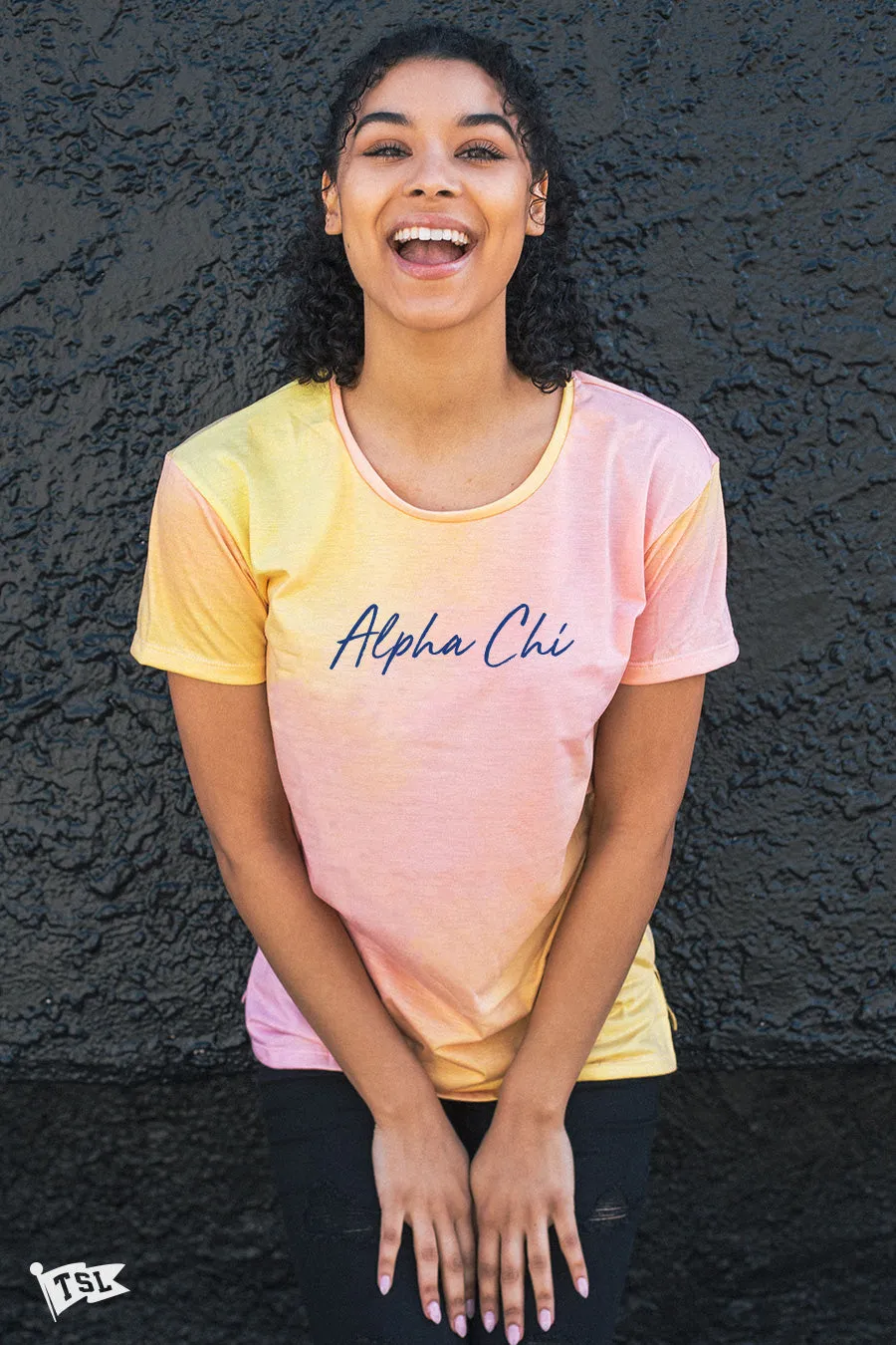 Alpha Chi Omega Script Sherbet Scoop Tee
