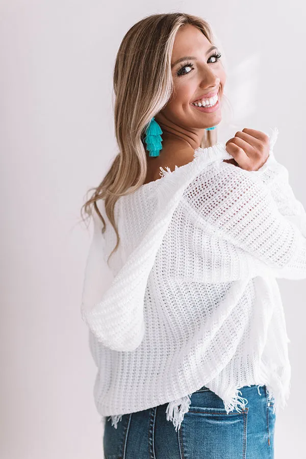 Always Fashionably Late Knitted Hoodie In White