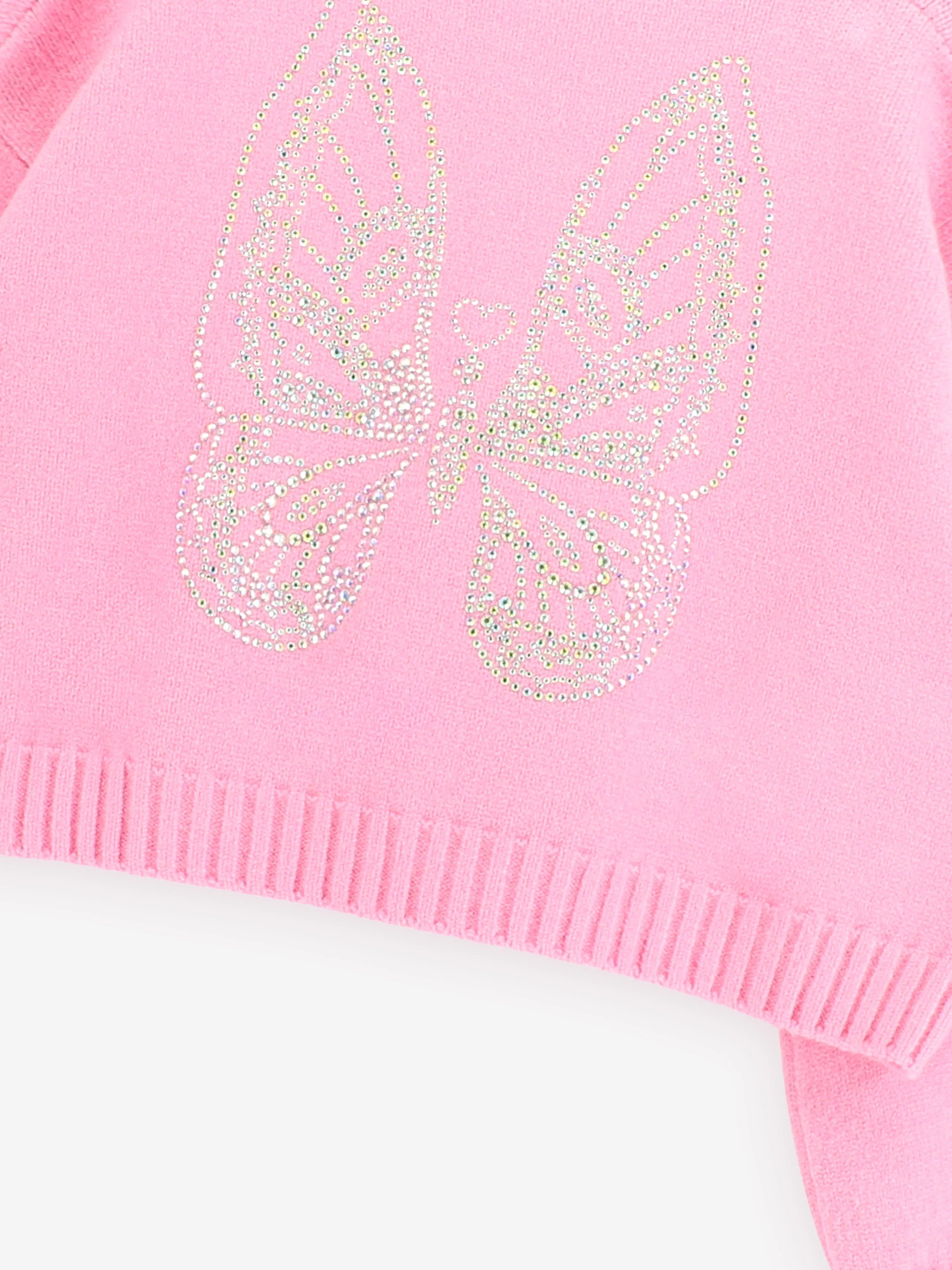 Angels Face Girls Roberta Cropped Jumper With Wings in Pink