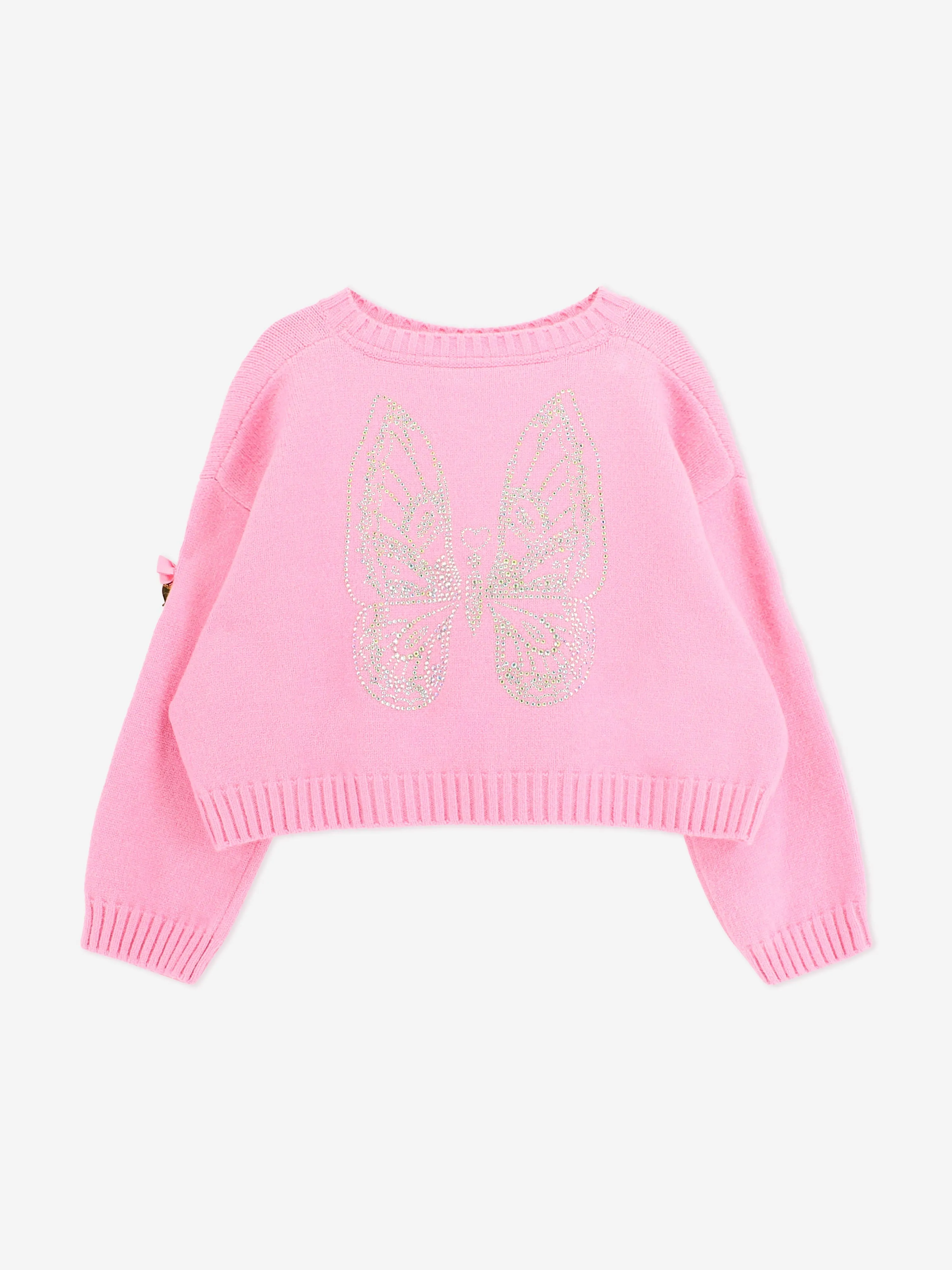 Angels Face Girls Roberta Cropped Jumper With Wings in Pink