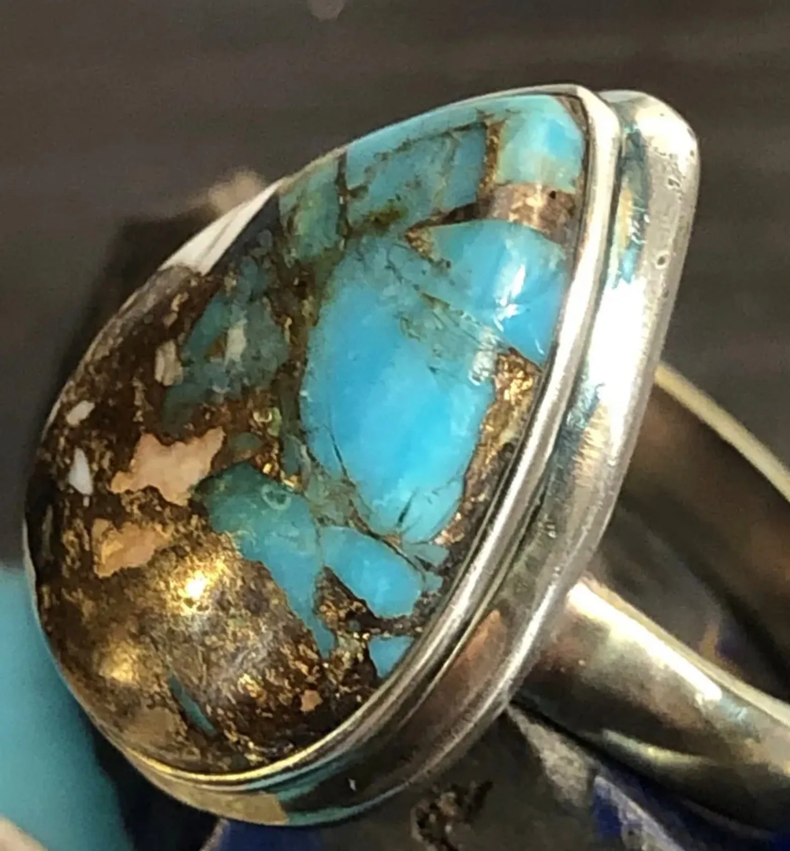 Arizona Blue Gold Pilot Turquoise Ring size 6