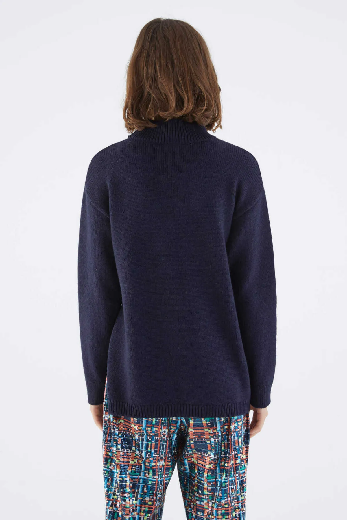 Asymmetric Sweater Navy Blue