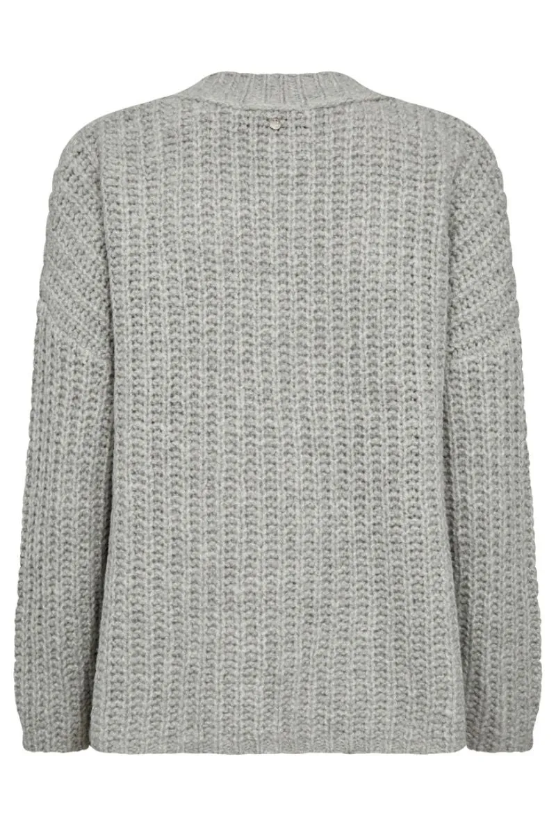 Augie V-Neck Knit | Grey Melange | Strik fra Mos Mosh