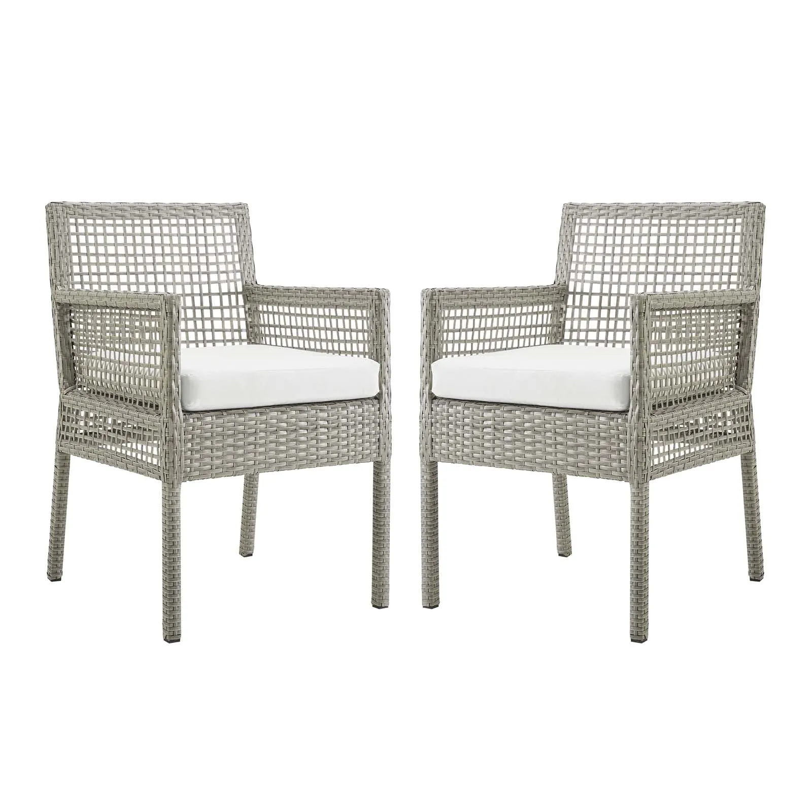 Aura Dining Armchair Outdoor Patio Wicker Rattan Set of 2 by Modway