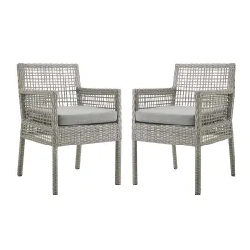 Aura Dining Armchair Outdoor Patio Wicker Rattan Set of 2 by Modway