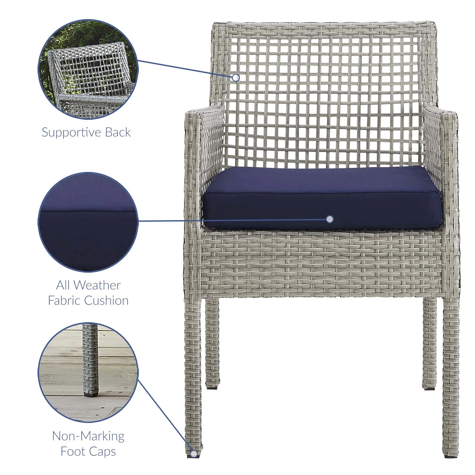 Aura Dining Armchair Outdoor Patio Wicker Rattan Set of 2 by Modway