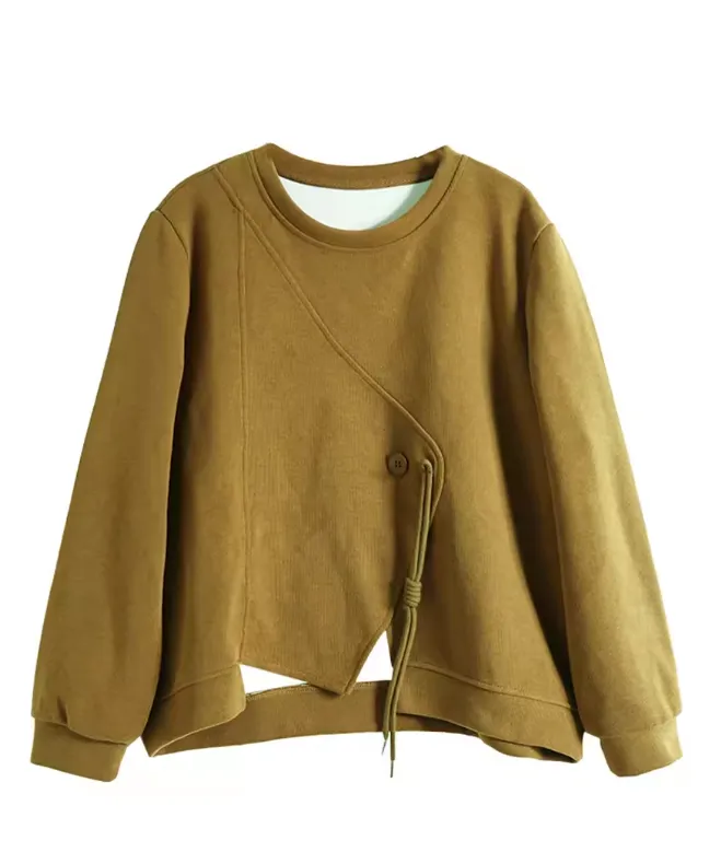 Babakud Women Retro Artistic Loose-Fit Cotton Crew Neck Sweatshirt