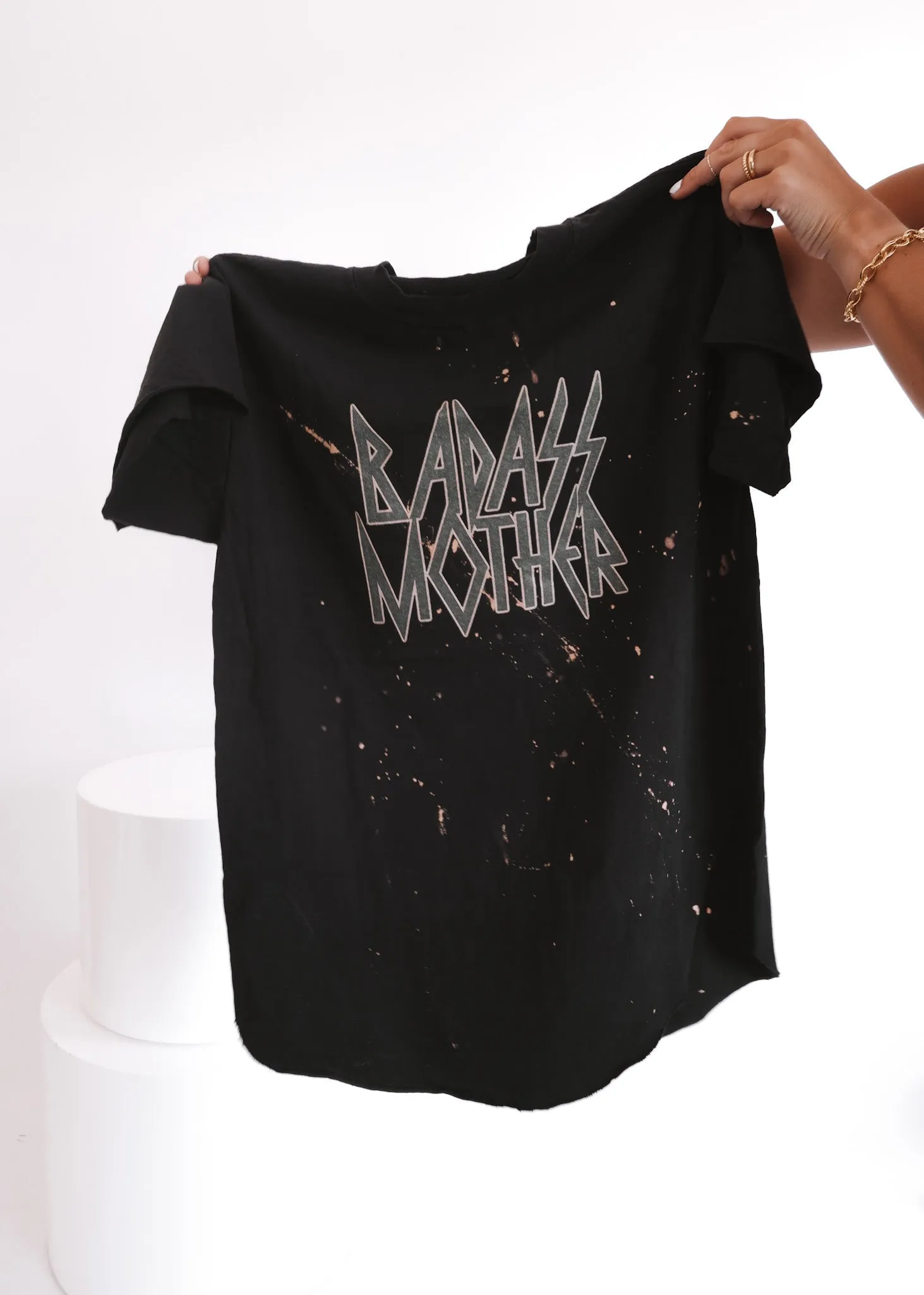 BADASS MOTHER BLEACHED OUT SIDE SLIT TEE