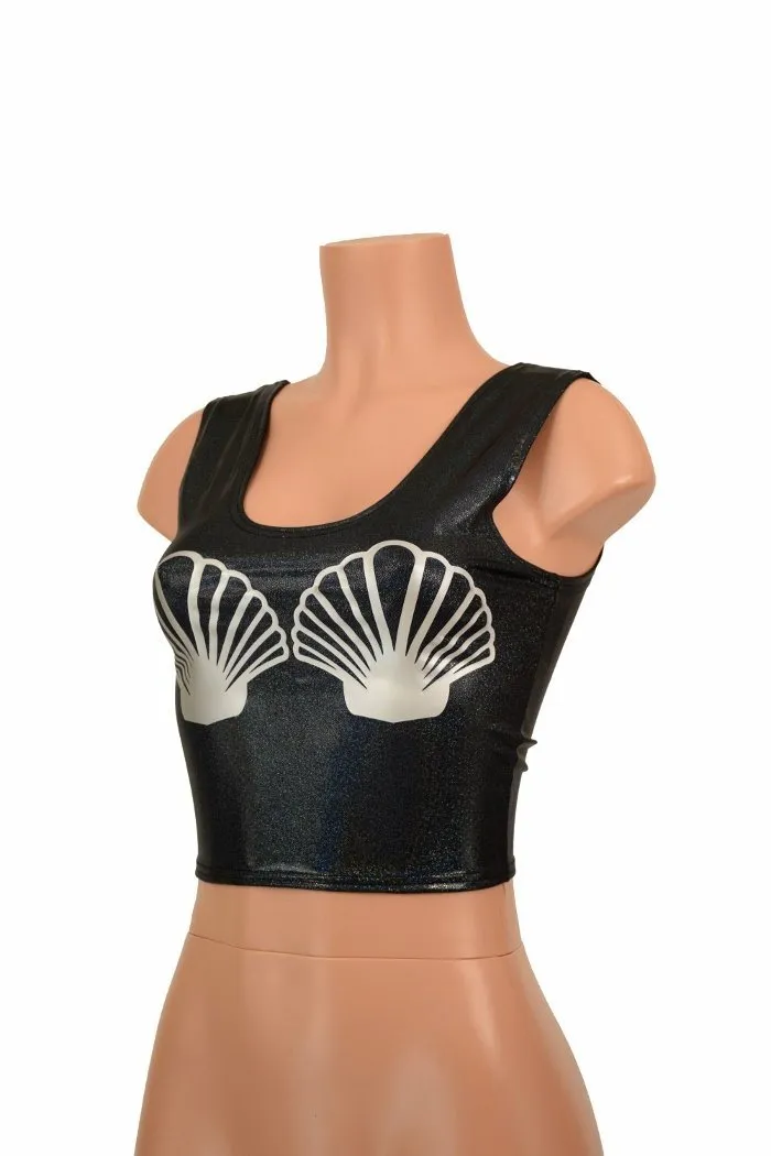 Black Seashell Crop Top