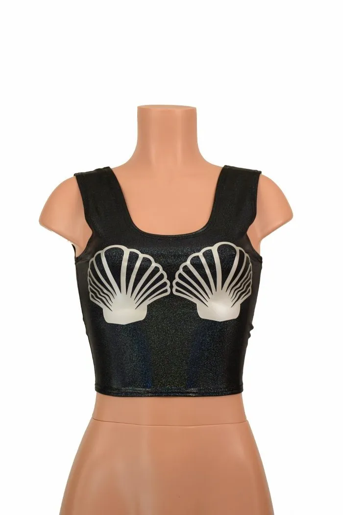 Black Seashell Crop Top