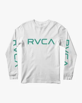 Boys Big RVCA Long Sleeve Tee - White/Teal