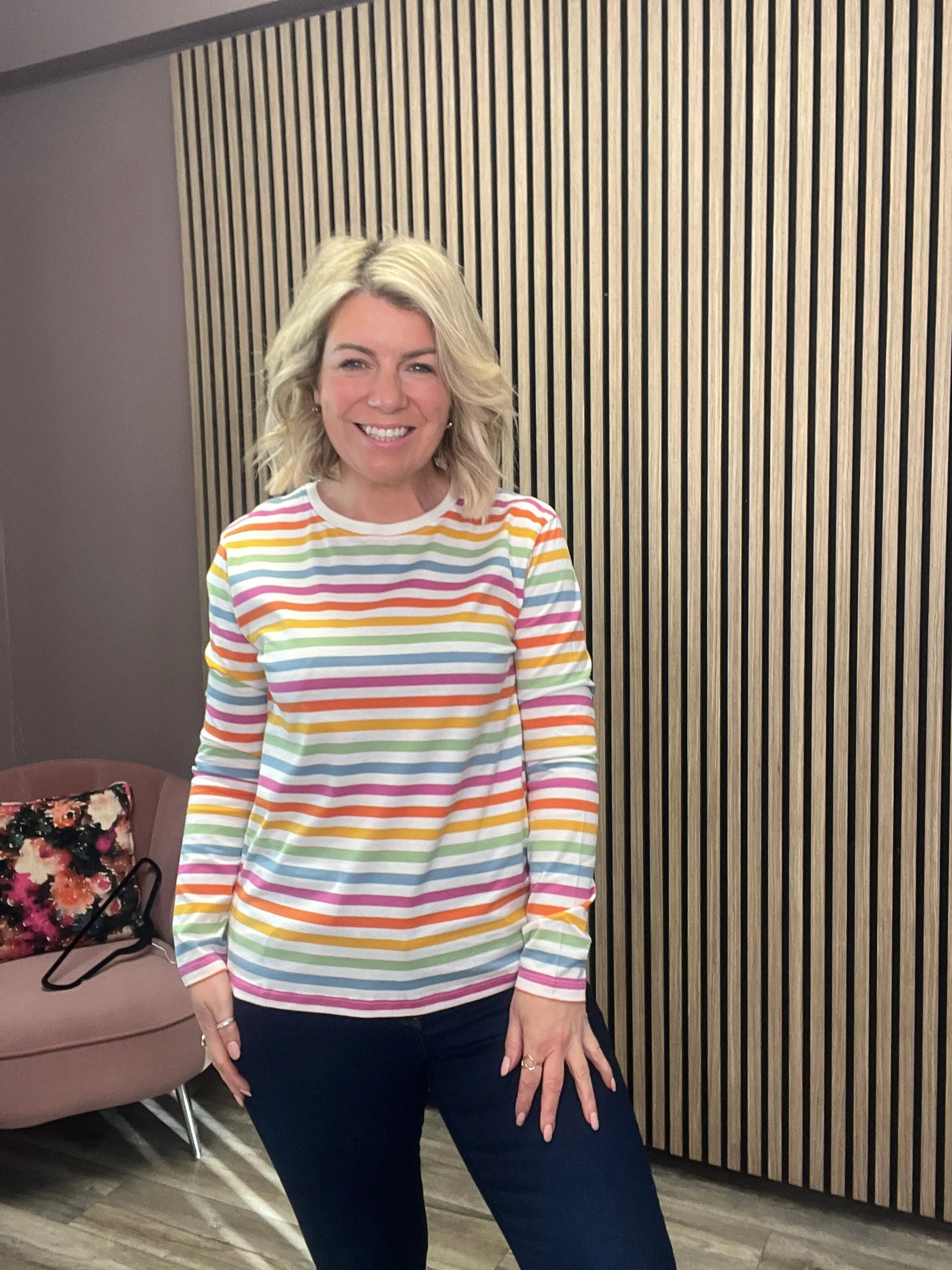 BRUNSWICK JERSEY TOP (MULTI/SOFT RETRO STRIPE)