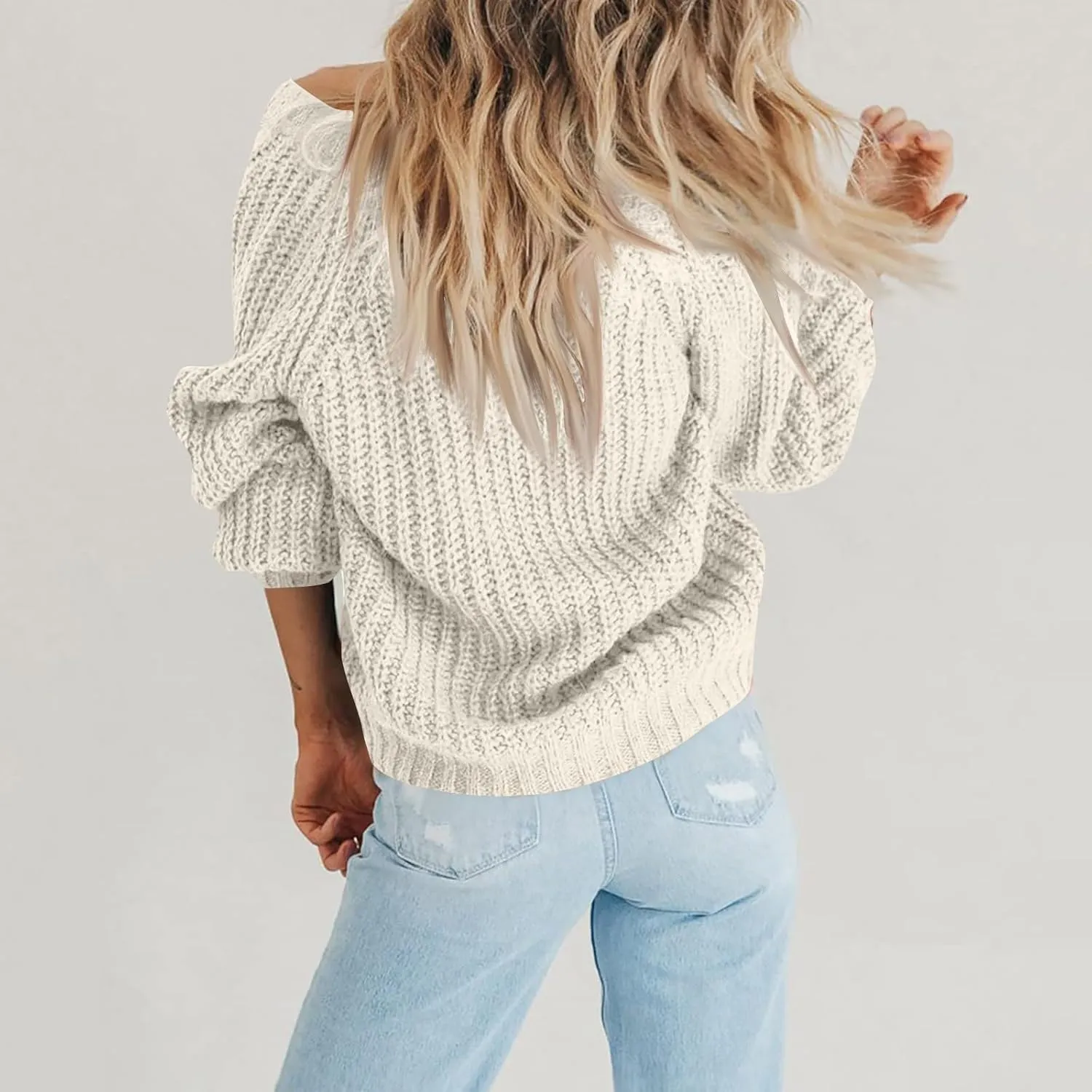 Button Up Sweaters for Woman Lightweight Cable Knit Cardigan Sweater V Neck Casual Chunky Knit Coat Fall Clothes
