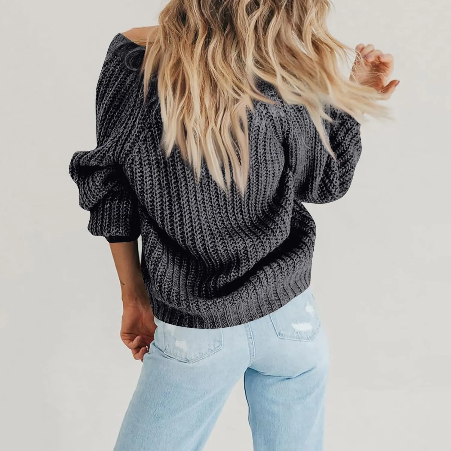 Button Up Sweaters for Woman Lightweight Cable Knit Cardigan Sweater V Neck Casual Chunky Knit Coat Fall Clothes