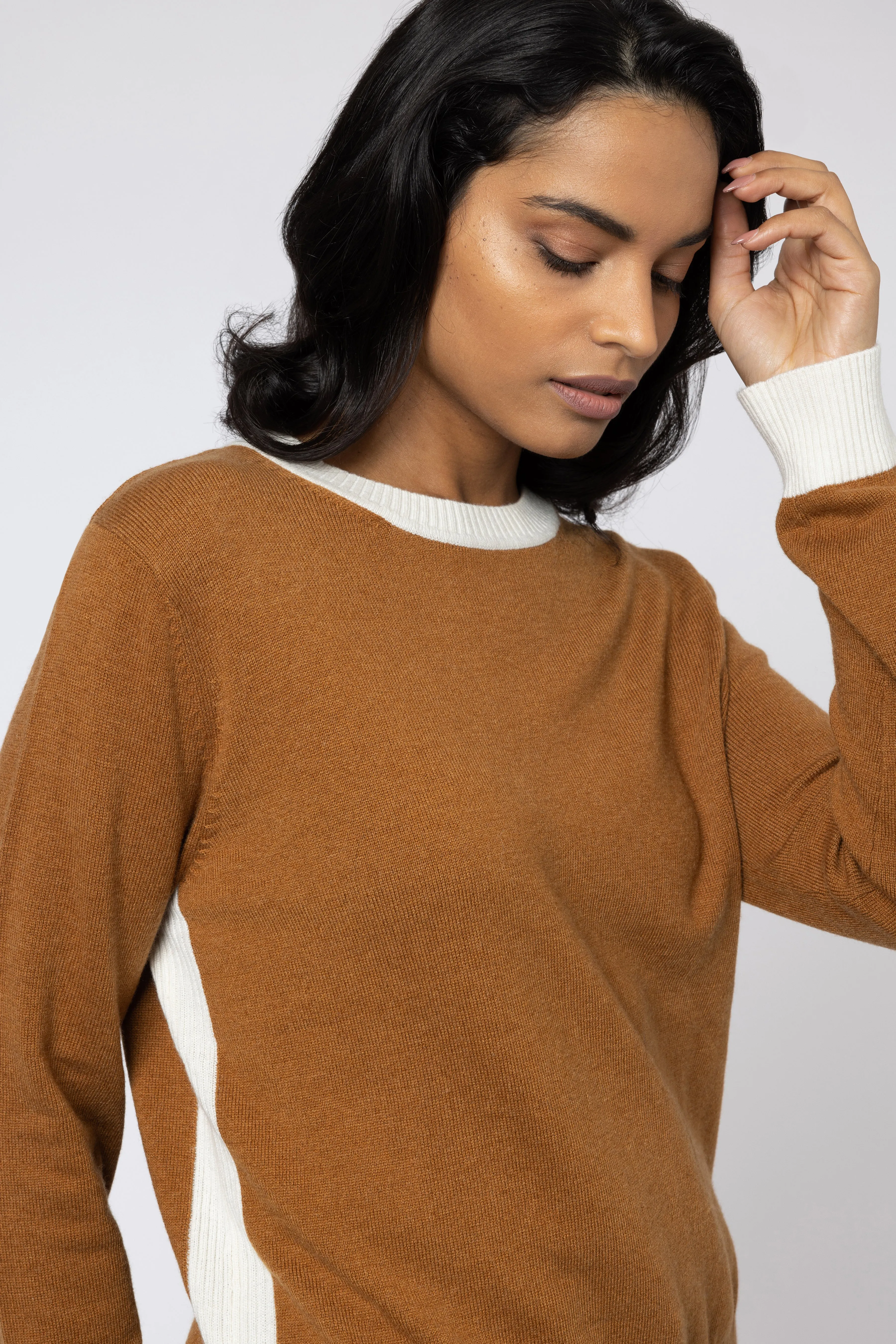 CAMILLE JUMPER (TAN AND ECRU)