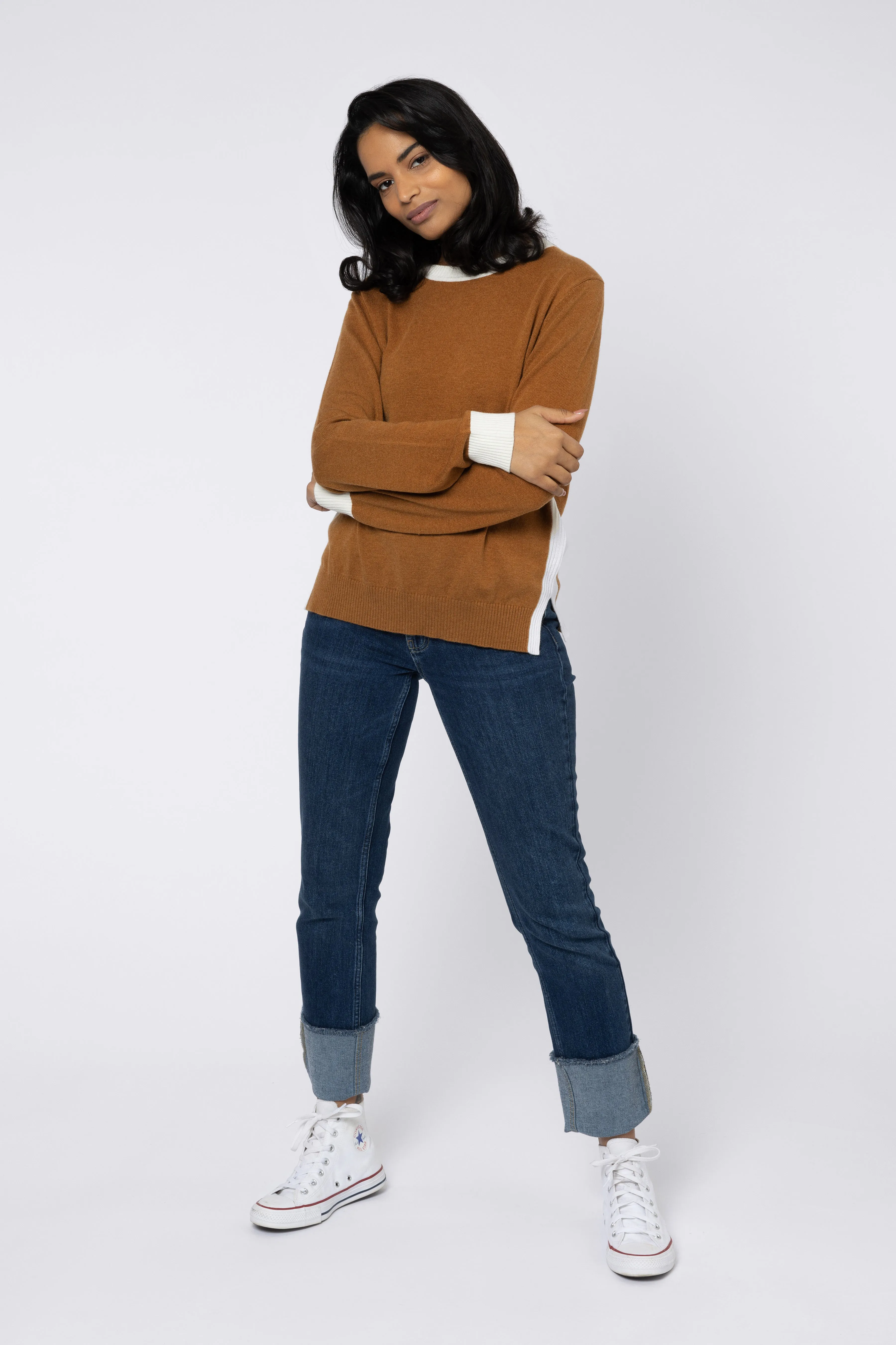 CAMILLE JUMPER (TAN AND ECRU)