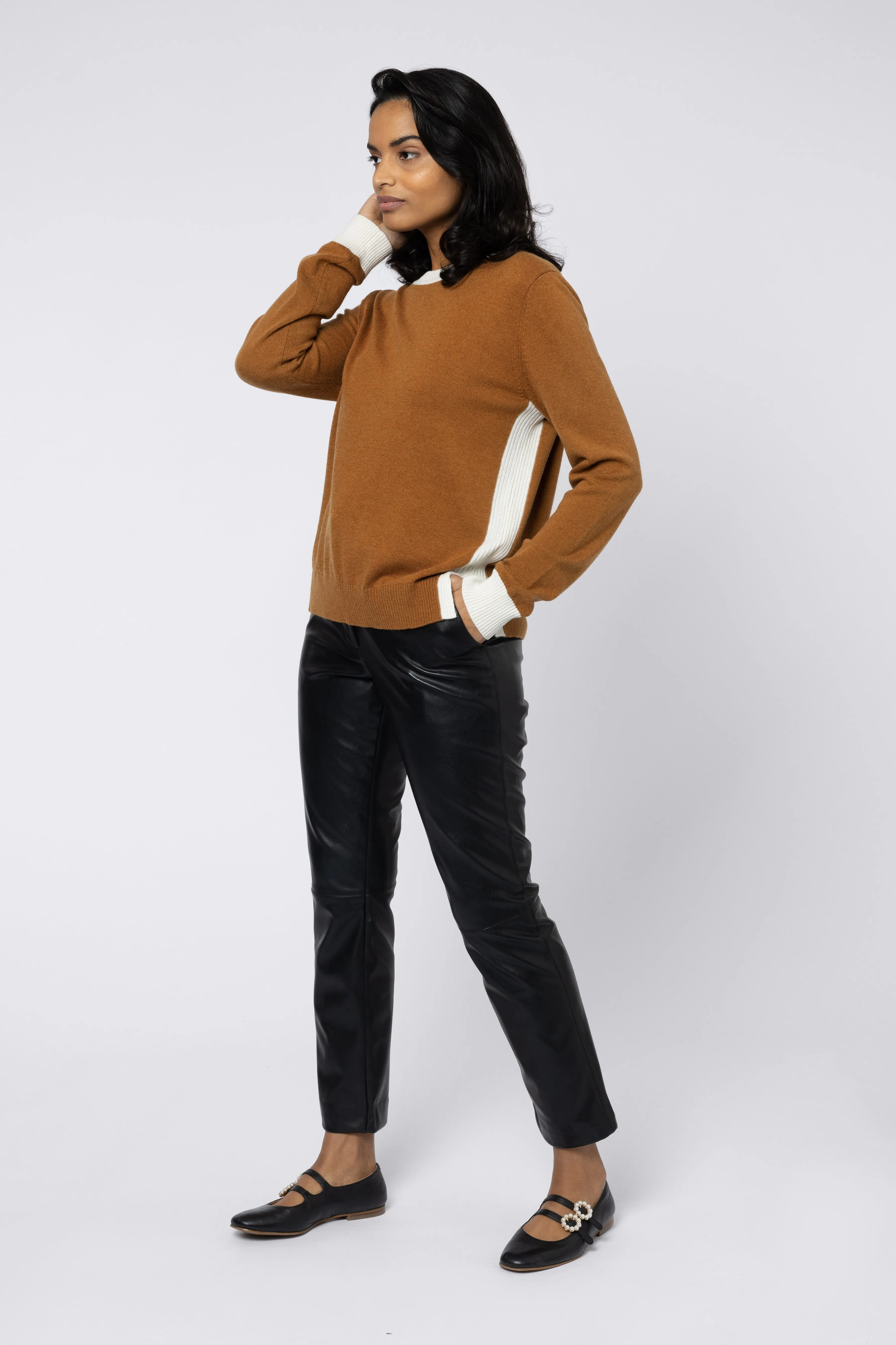 CAMILLE JUMPER (TAN AND ECRU)