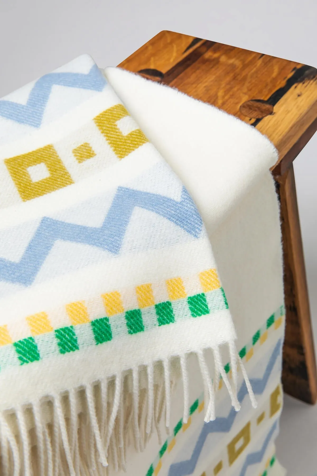 Children's Zig Zag Blanket in Blue & Green