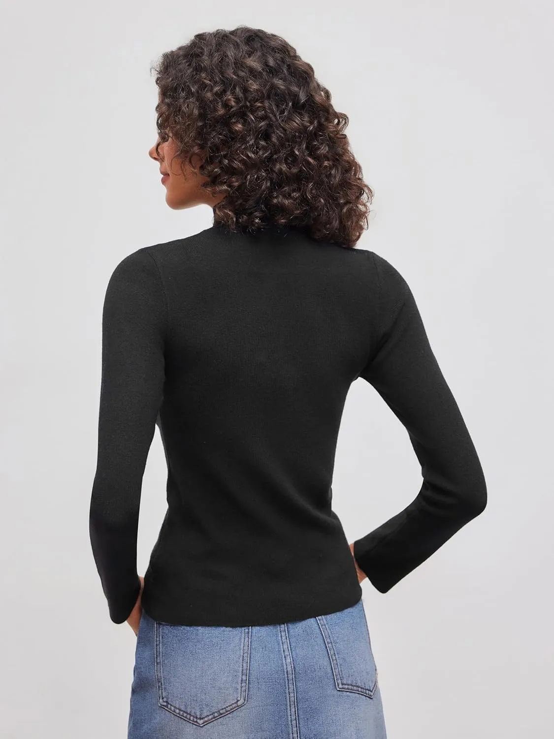 CIDER Womens Mock Turtleneck Tops Long Sleeve High Neck Knit Solid T Shirts Sweaters