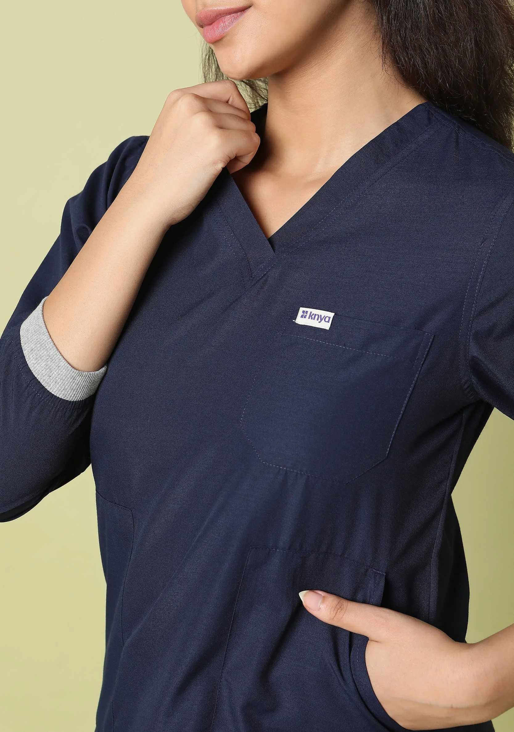 Classic Women's 5-Pocket Longsleeves (Navy) Scrub