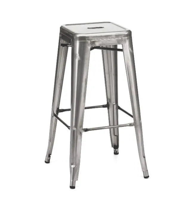 Clear Gun Metal Finish Tolex Style Bar Stool