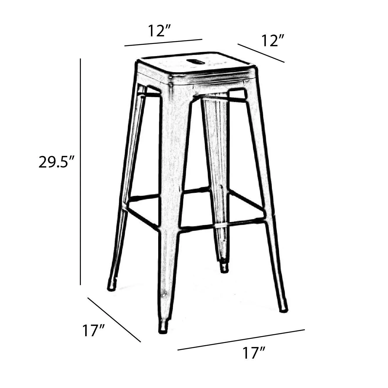 Clear Gun Metal Finish Tolex Style Bar Stool