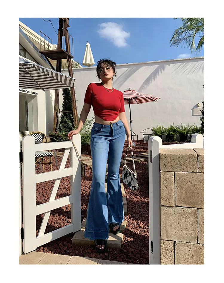 Coco Blue Long Flare Denim Jeans Pants