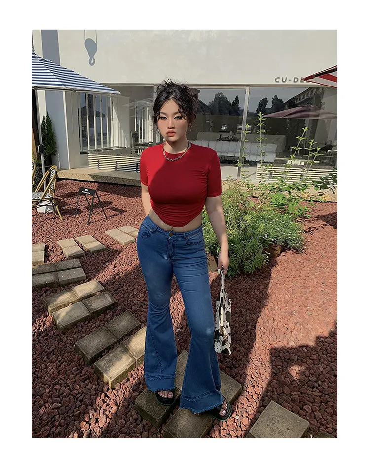 Coco Blue Long Flare Denim Jeans Pants