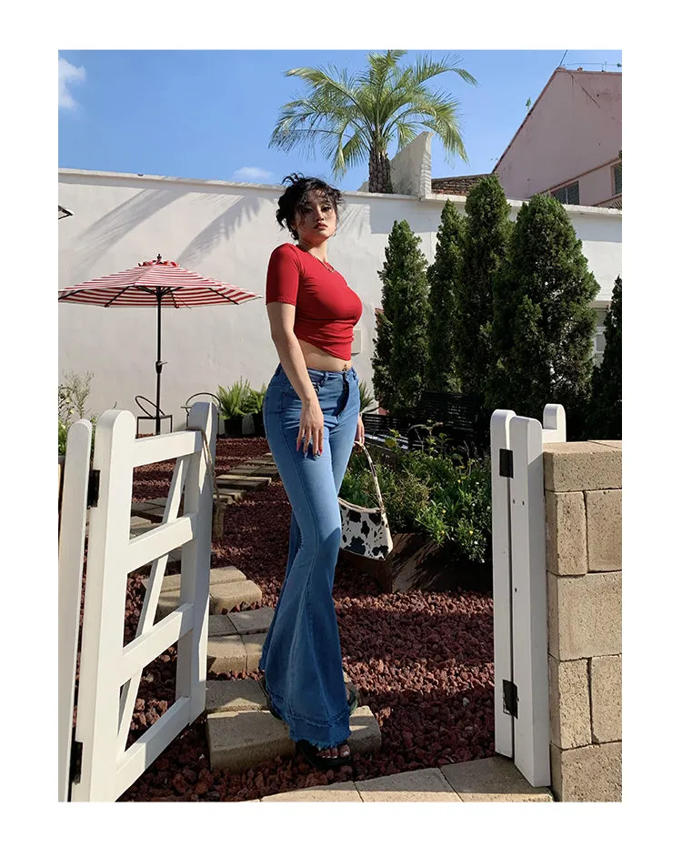 Coco Blue Long Flare Denim Jeans Pants